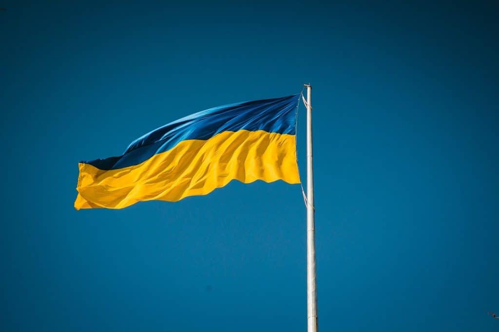 Afbeelding van een wapperende vlag van Oekraine